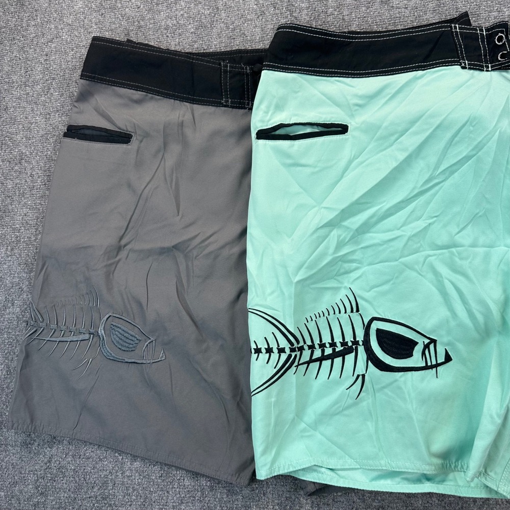[Lot of 2]Tormenter Board Shorts Men's‎ 40 Gray Green Cargo Swim Trunks Big Fish